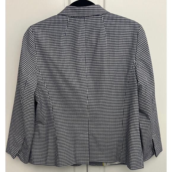 Talbots Blue & White Gingham Check Three Button Blazer Jacket Size 8 - Picture 2 of 10